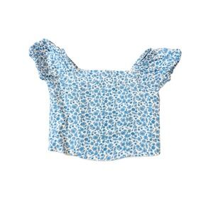 Paisley Love Girl Size 8 Blouse Floral Square Neck Blouse Puff Shirt Sleeve